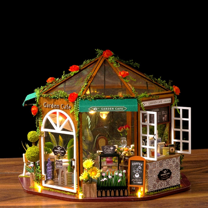 Assembly Model Shop DIY Garden Cafe Assembly Model Kit | Stamprints Miniature House