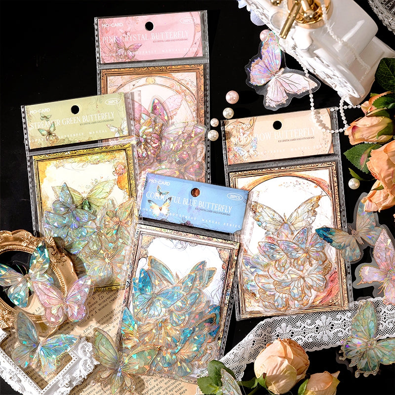 Gem-Like Glittering Butterfly PET Stickers a