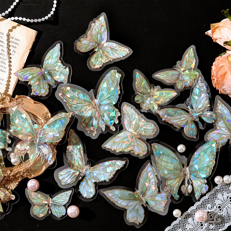 Gem-Like Glittering Butterfly PET Stickers b