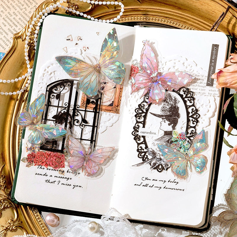 Gem-Like Glittering Butterfly PET Stickers b2
