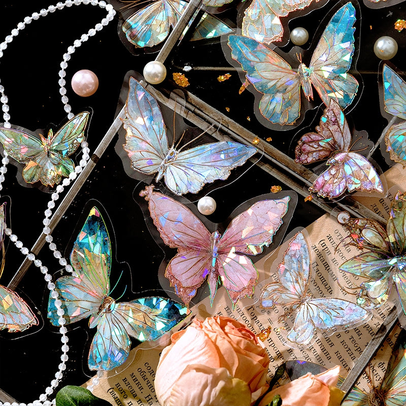 Gem-Like Glittering Butterfly PET Stickers b5