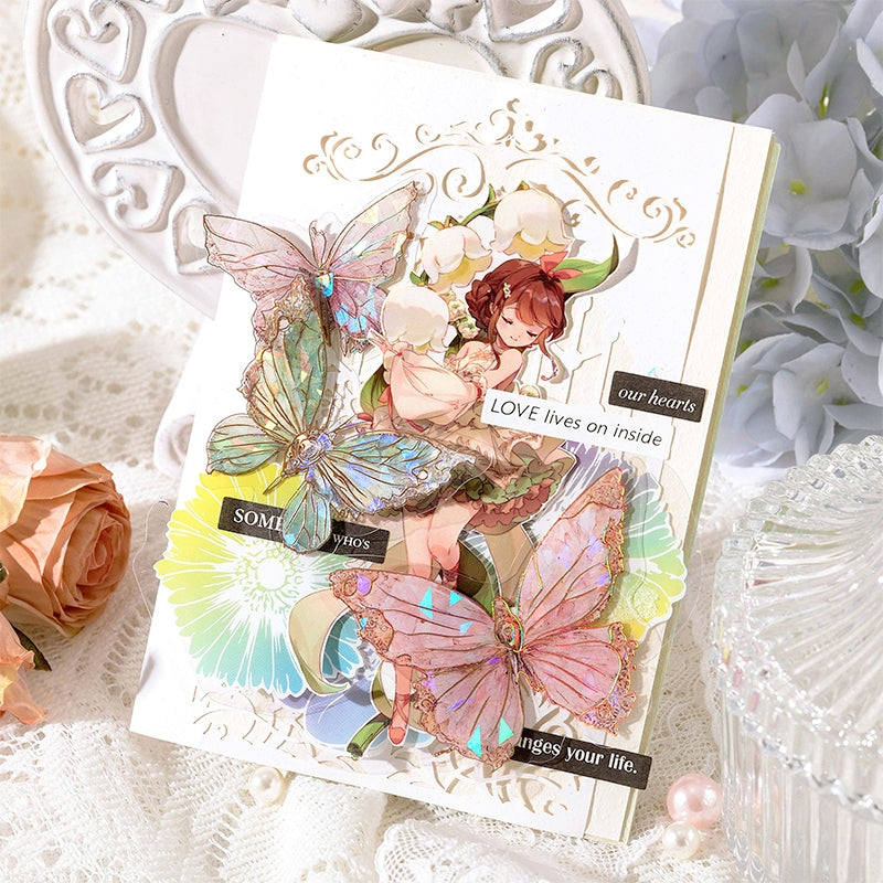 Gem-Like Glittering Butterfly PET Stickers b6