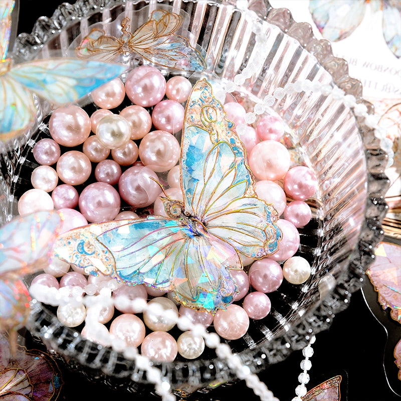 Gem-Like Glittering Butterfly PET Stickers c