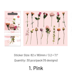 Gentle Bliss Series Retro Plant Flower Stickers sku-1