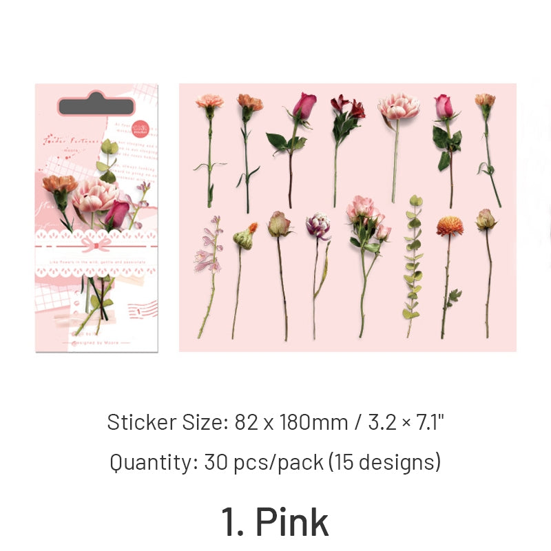Gentle Bliss Series Retro Plant Flower Stickers sku-1