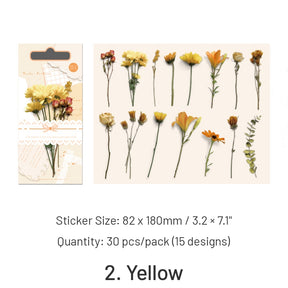 Gentle Bliss Series Retro Plant Flower Stickers sku-2