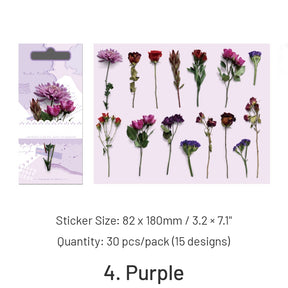 Gentle Bliss Series Retro Plant Flower Stickers sku-4