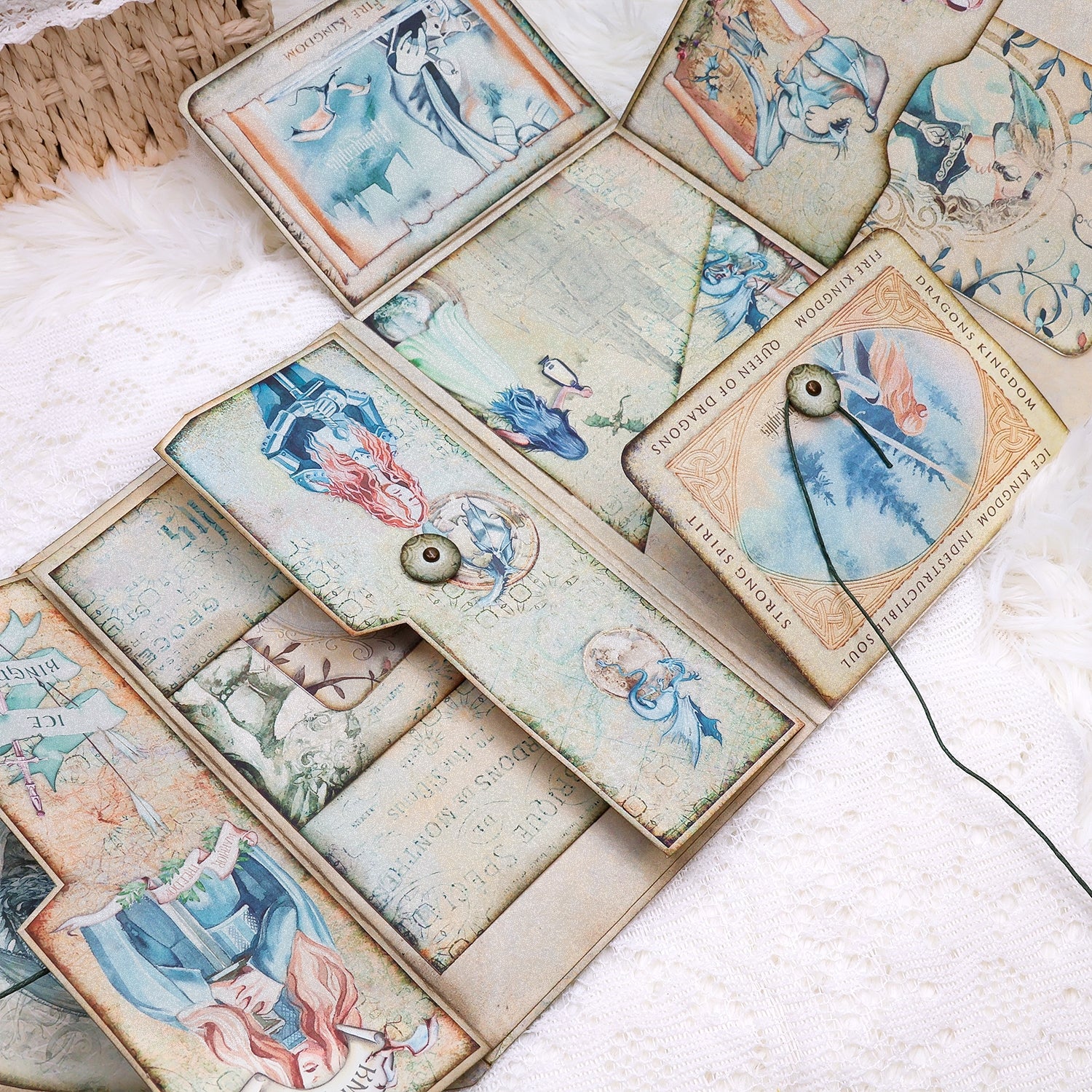 Girl and Dragon Handmade Junk Journal Folio Kit - Stamprints1