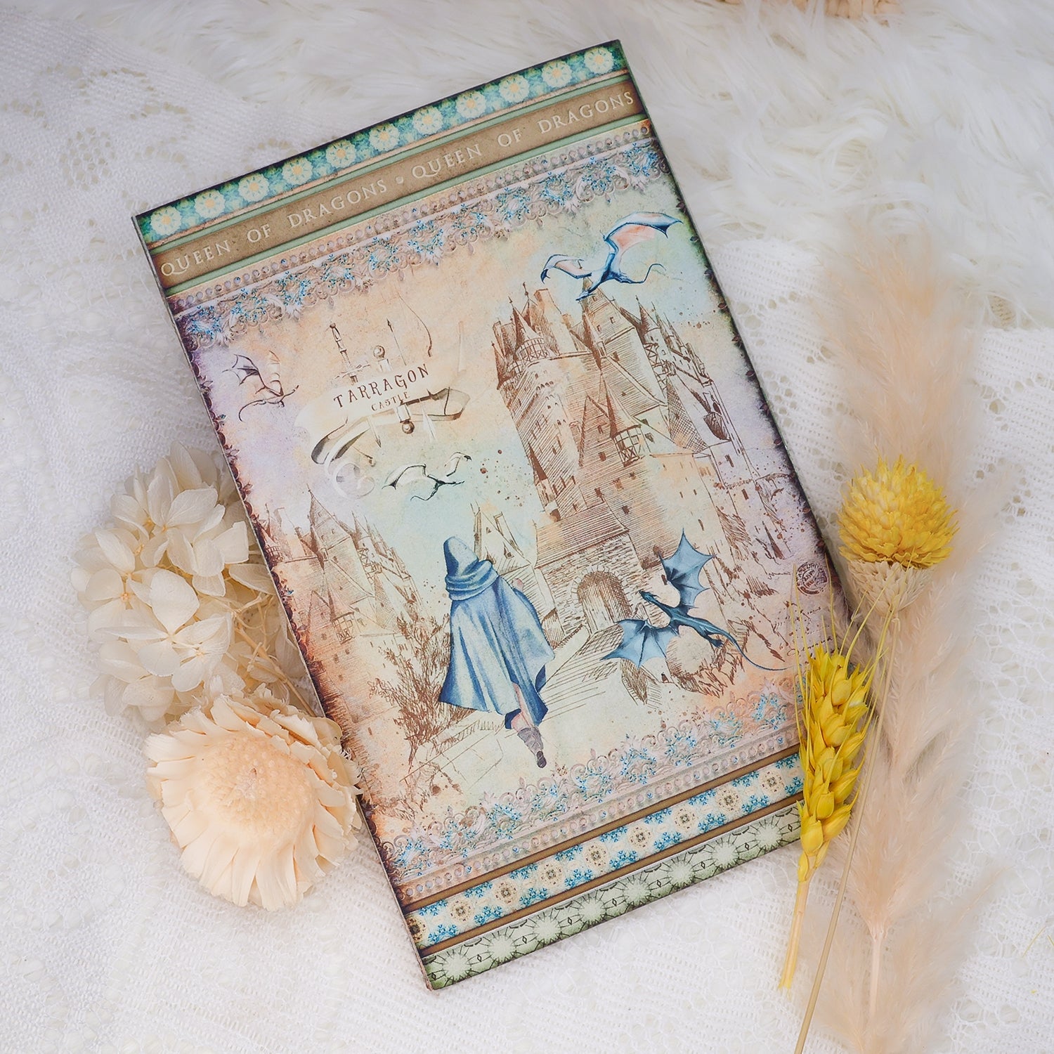 Girl and Dragon Handmade Junk Journal Folio Kit - Stamprints11