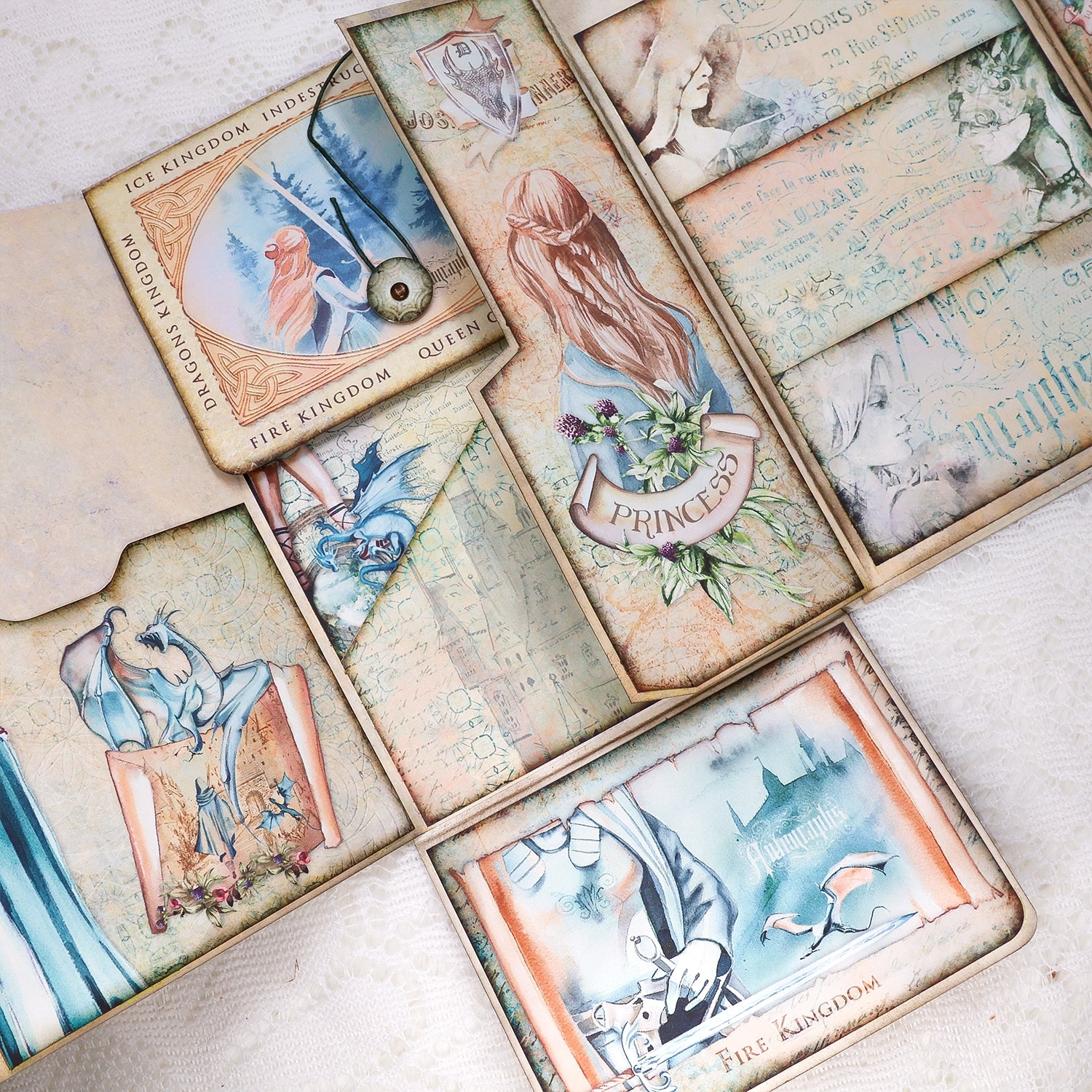 Girl and Dragon Handmade Junk Journal Folio Kit - Stamprints2