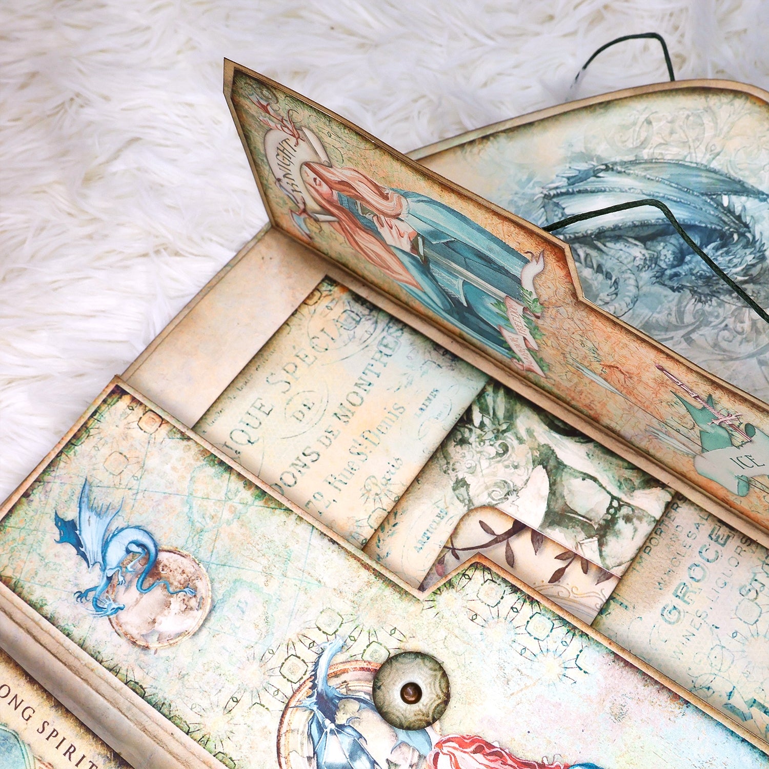 Girl and Dragon Handmade Junk Journal Folio Kit - Stamprints6