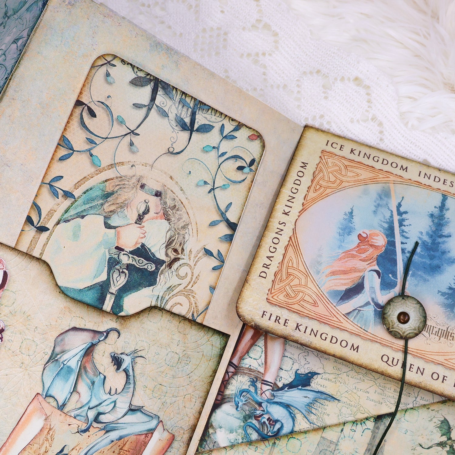 Girl and Dragon Handmade Junk Journal Folio Kit - Stamprints7