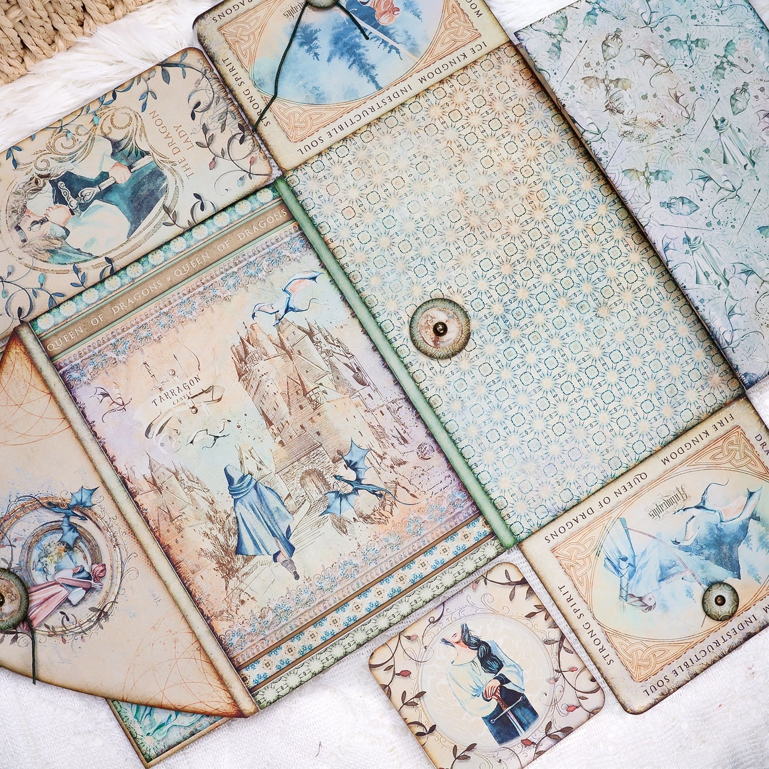 Girl and Dragon Handmade Junk Journal Folio Kit - Stamprints9