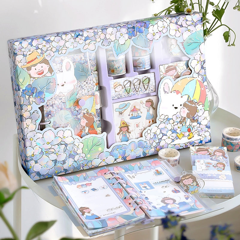 Girl and Flowers Loose-leaf Journal Gift Box Set b