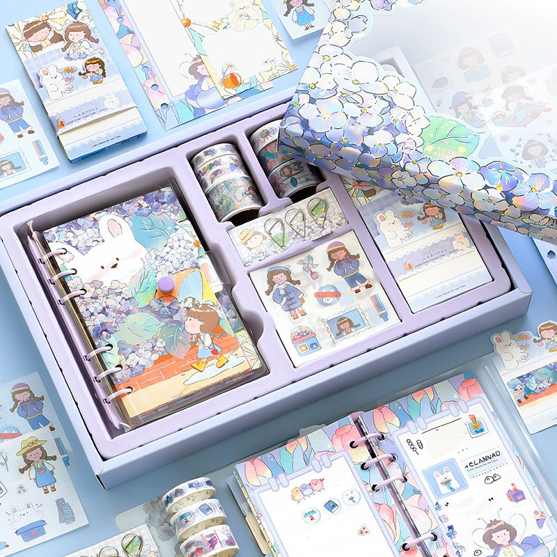 Girl and Flowers Loose-leaf Journal Gift Box Set b3