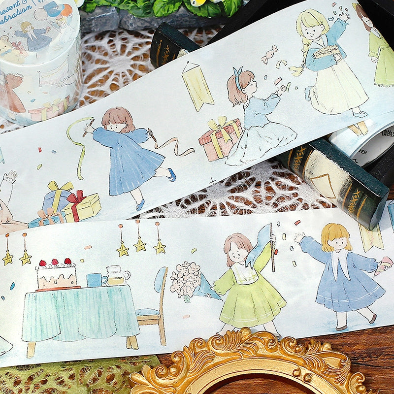 Girl Cartoon Washi Tape - People, Music, Fairy a