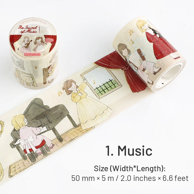 Girl Cartoon Washi Tape - People, Music, Fairy sku-1