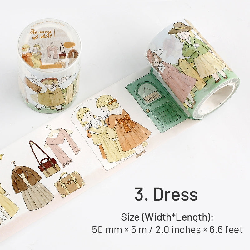 Girl Cartoon Washi Tape - People, Music, Fairy sku-3