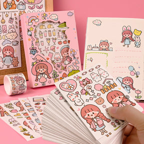 Girl Cute Cartoon Washi Sticker -People, Rabbit b2-