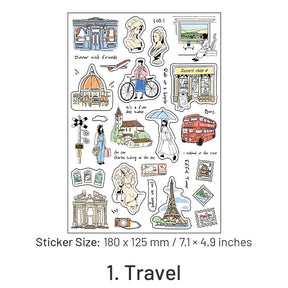 Girl's Life Character Theme PET Stickers - Travel, Camping, Coffee, Stay at Home sku-1