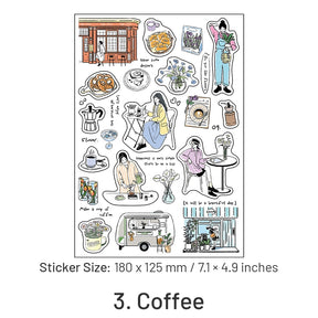 Girl's Life Character Theme PET Stickers - Travel, Camping, Coffee, Stay at Home sku-3