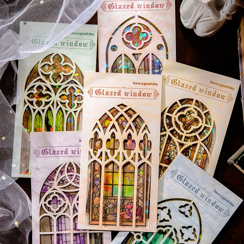 Vintage Glass Window Clear Transparent Stickers by Stamprints