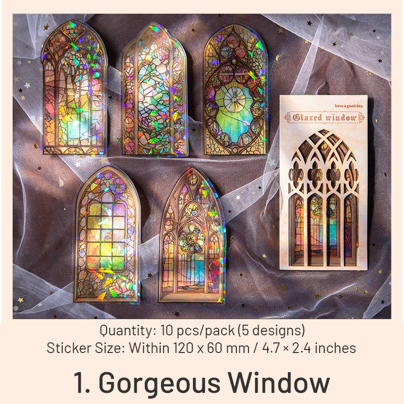 Vintage Glass Window Clear Transparent Stickers by Stamprints
