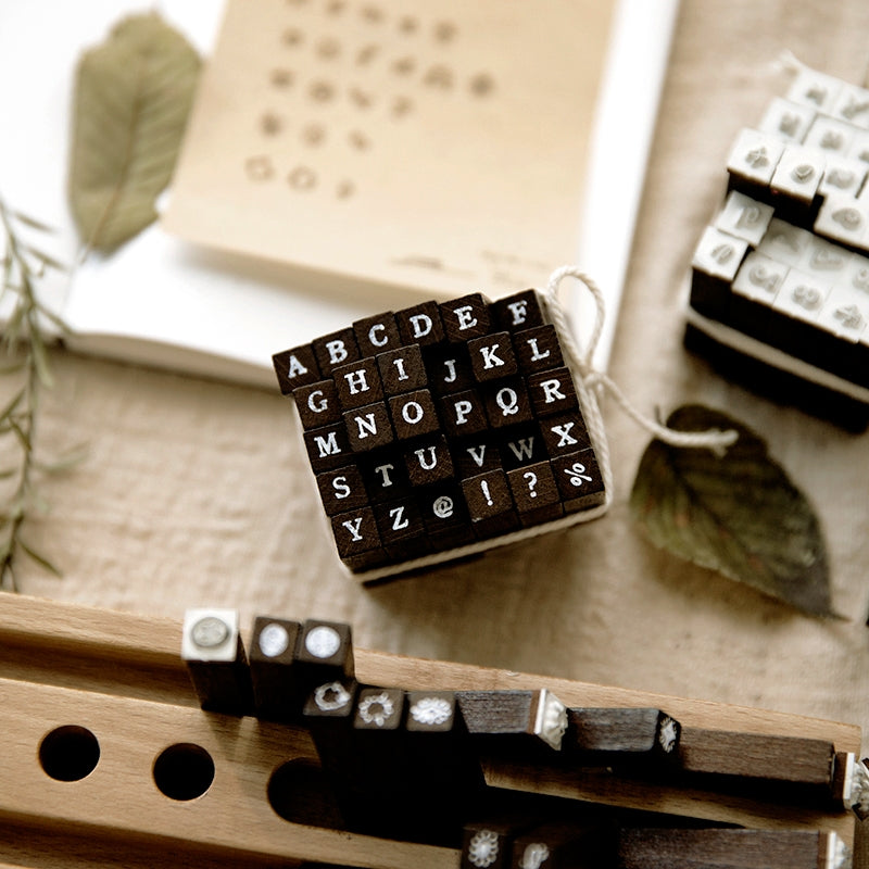 Glitter Daily Series Mini Wooden Rubber Stamp Set b