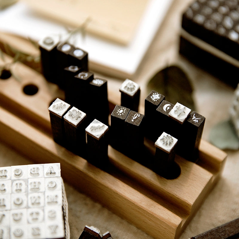 Glitter Daily Series Mini Wooden Rubber Stamp Set c