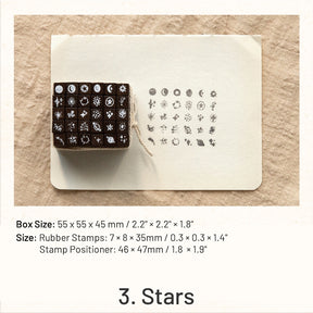 Glitter Daily Series Mini Wooden Rubber Stamp Set sku-3