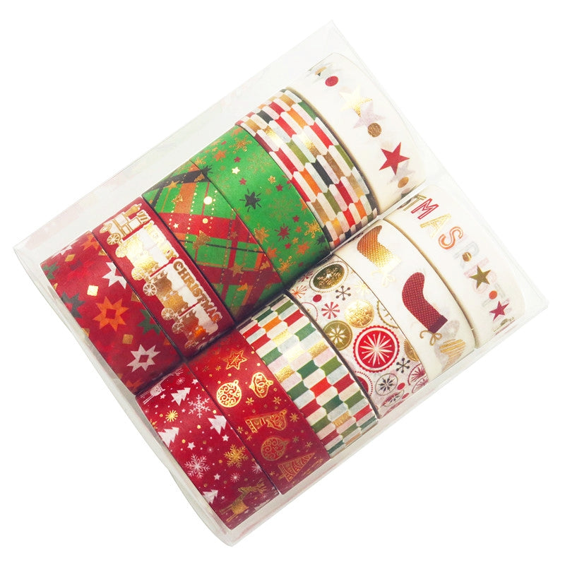 Gold Foil Christmas Washi Tape Set - 12 Rolls b5