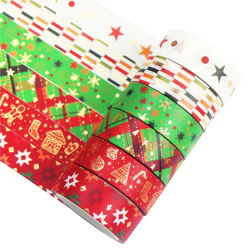 Gold Foil Christmas Washi Tape Set - 12 Rolls c