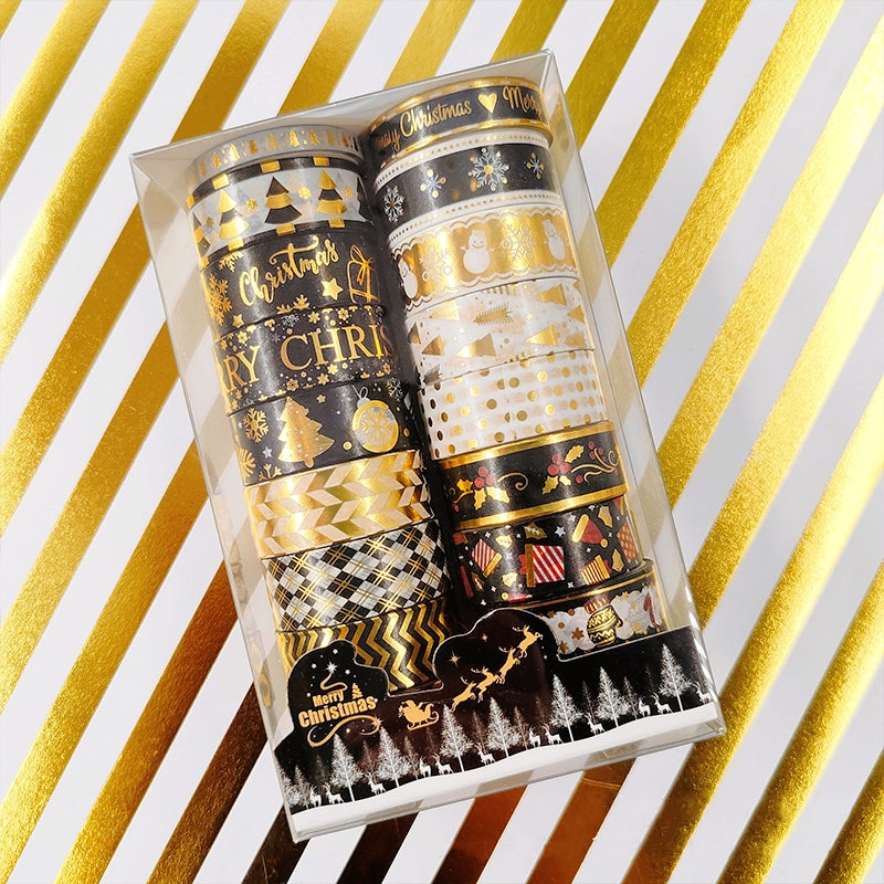 Gold Foil Christmas Washi Tape Set (18 Rolls) a2