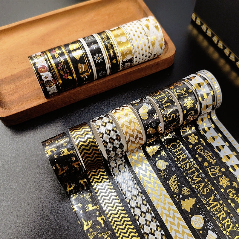 Gold Foil Christmas Washi Tape Set (18 Rolls) b2