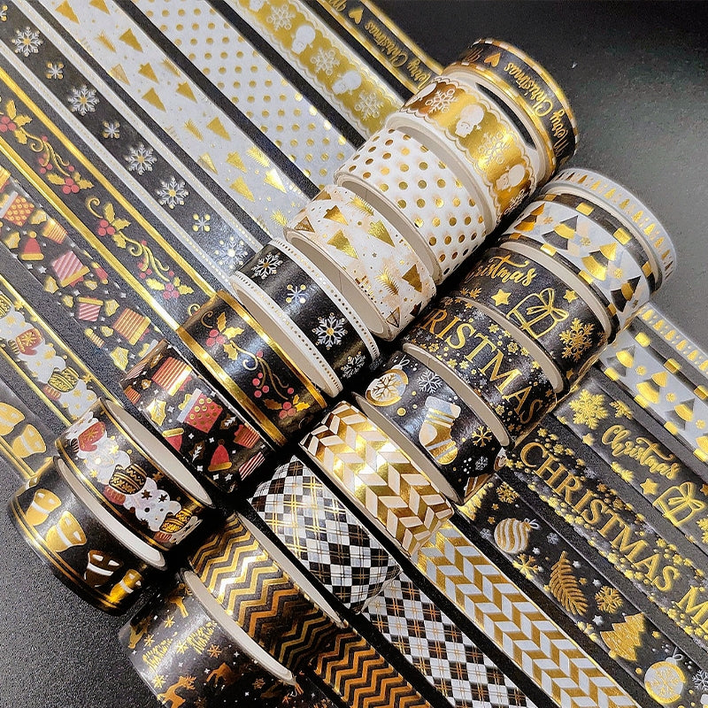 Gold Foil Christmas Washi Tape Set (18 Rolls) b3