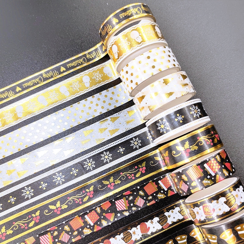 Gold Foil Christmas Washi Tape Set (18 Rolls) c