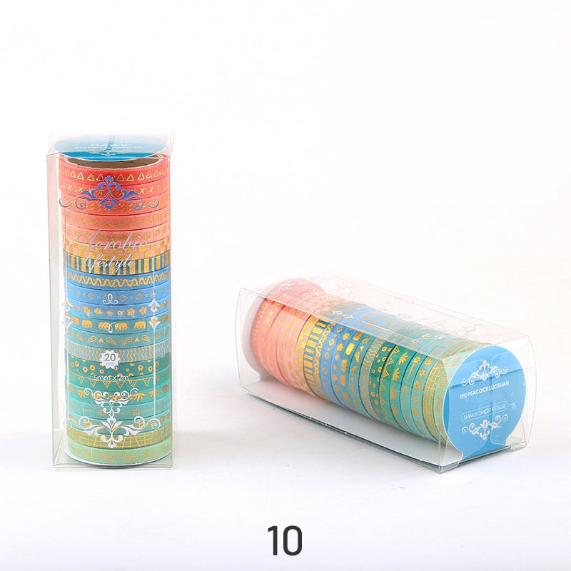 Gold Foil Divider Washi Tape Set (20 Rolls) sku-10