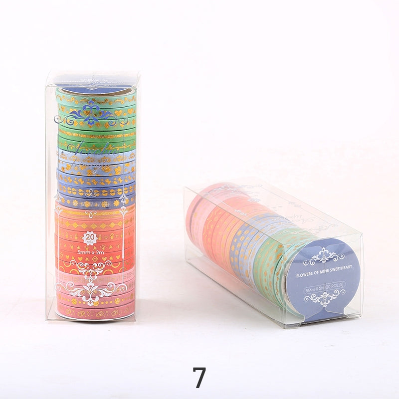 Gold Foil Divider Washi Tape Set (20 Rolls) sku-7