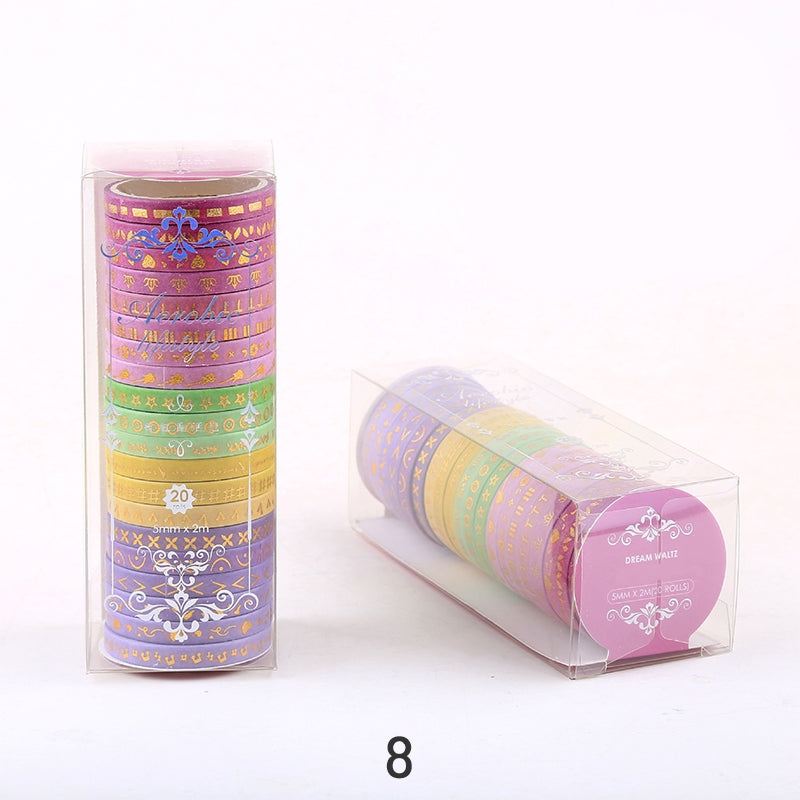 Gold Foil Divider Washi Tape Set (20 Rolls) sku-8