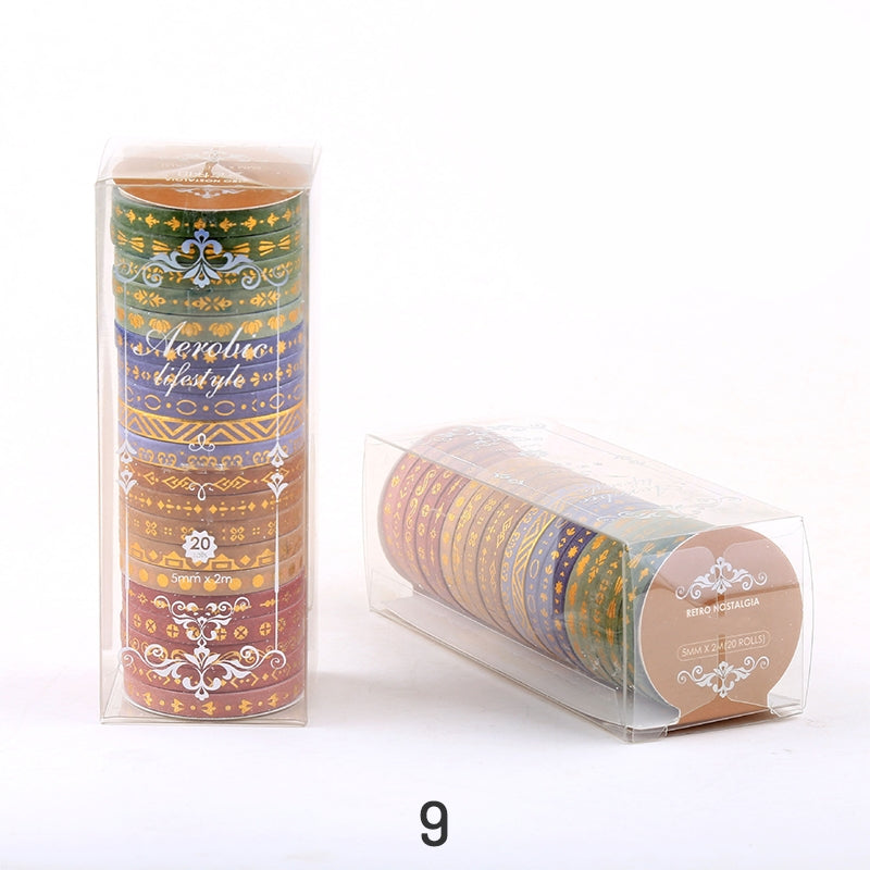 Gold Foil Divider Washi Tape Set (20 Rolls) sku-9