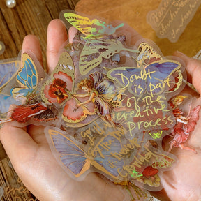 Gold Foil PET Stickers - Flower Fairy, Words, Butterfly, Flower c-