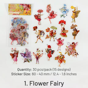 Gold Foil PET Stickers - Flower Fairy, Words, Butterfly, Flower sku-1