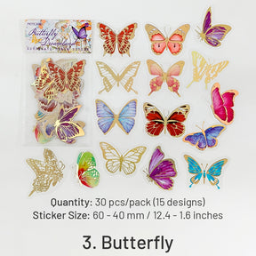 Gold Foil PET Stickers - Flower Fairy, Words, Butterfly, Flower sku-3