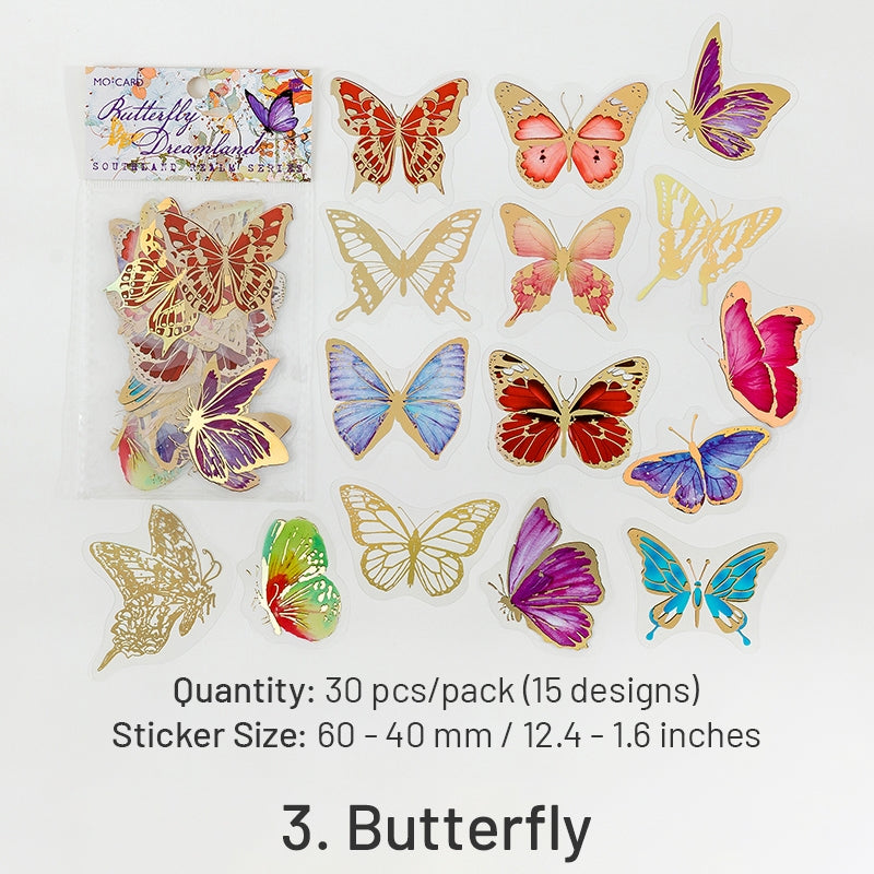 Gold Foil PET Stickers - Flower Fairy, Words, Butterfly, Flower sku-3