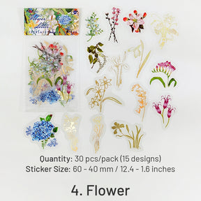 Gold Foil PET Stickers - Flower Fairy, Words, Butterfly, Flower sku-4