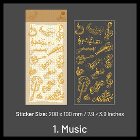 Gold Foil Vinyl Stickers - Music, Bottle, Words, Flower, Whale, Magic, Butterfly sku-1