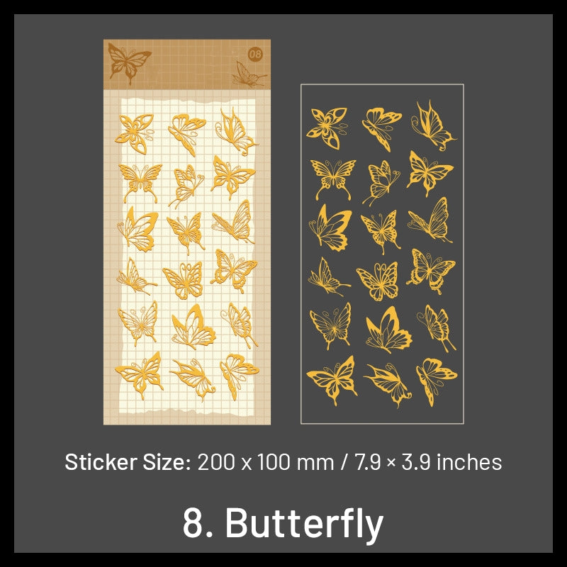 Gold Foil Vinyl Stickers - Music, Bottle, Words, Flower, Whale, Magic, Butterfly sku-8