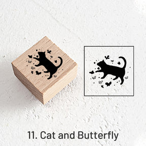 Good Day Cartoon Character Cat Wooden Rubber Stamp sku-11