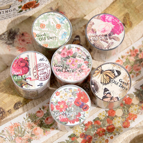 Good Old Days Series Retro Plant Butterfly Washi Tape a