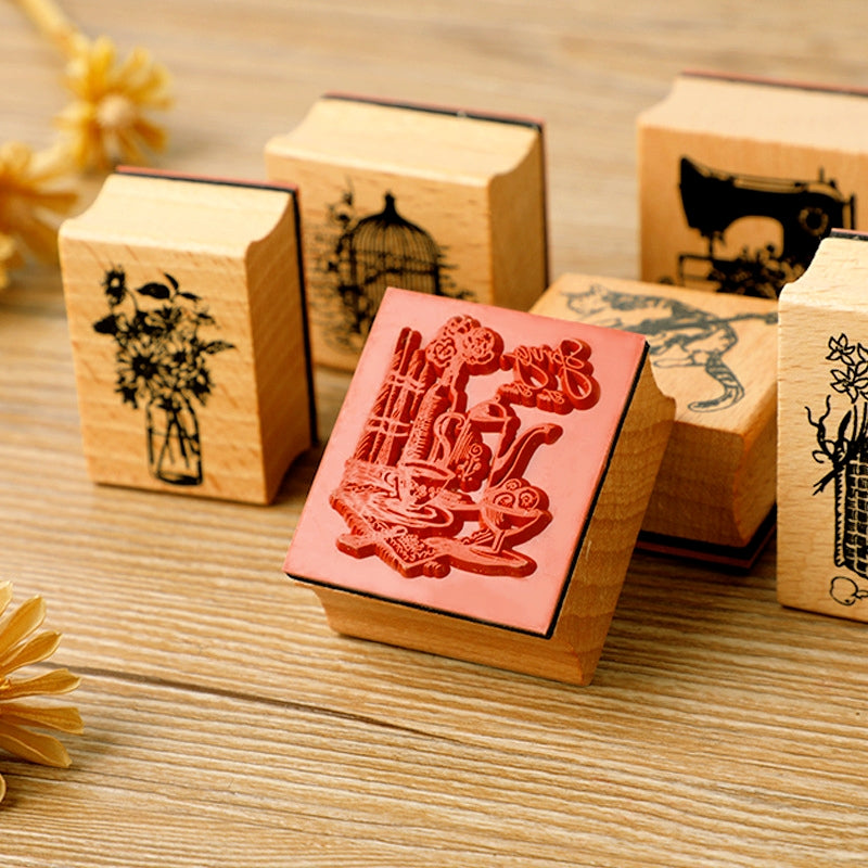 Vintage Wood Rubber Stamp Lot - For Decoration only